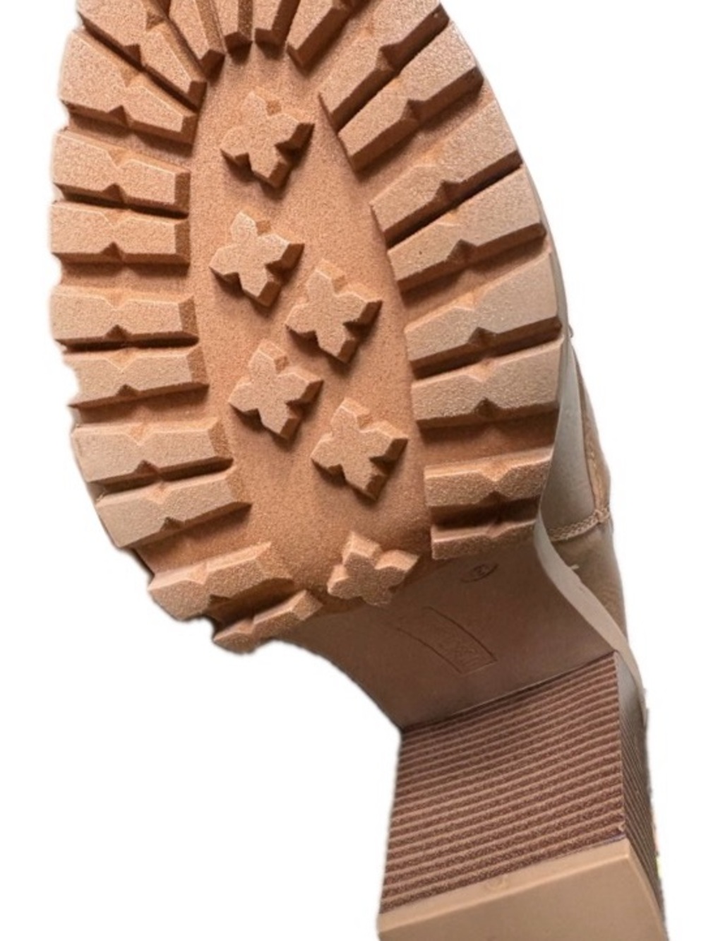 BCBGeneration NIB 8M Tan Lace Up Block Heel Lug Sole Luxe Boots - Picture 4 of 8